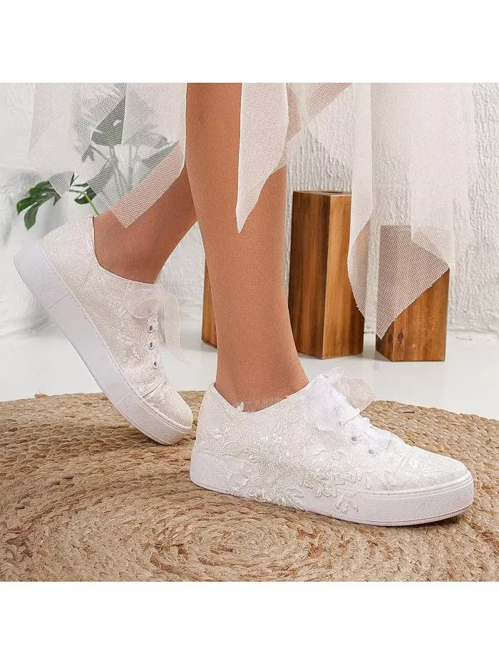 Элайс Кружевные свадебные кроссовки Forever & Always Shoes — изображение 3 из 5, слоновая кость