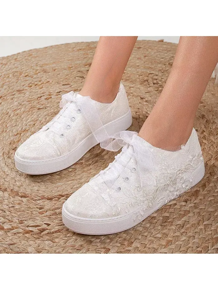 Элайс Кружевные свадебные кроссовки Forever & Always Shoes — изображение 4 из 5, слоновая кость