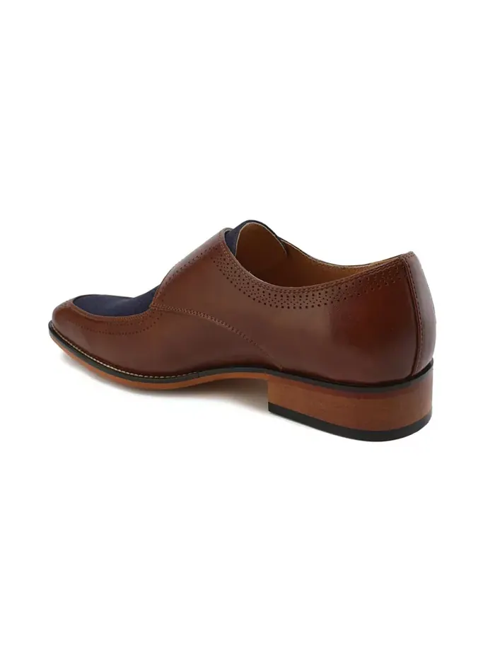 Мокасины с ремешком Monk Strap и двухцветной отделкой Gino Vitale — изображение 3 из 3, коричневый/синий