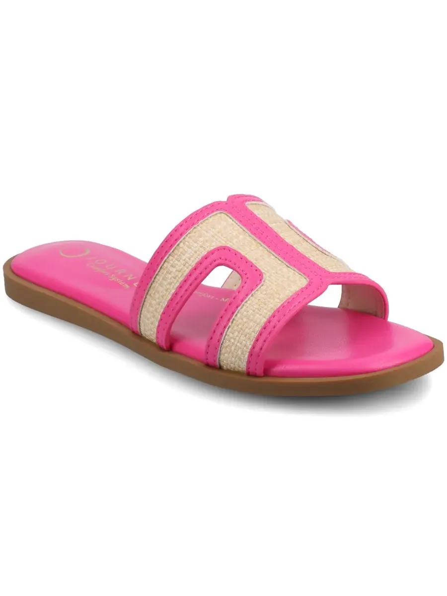 Женские сандалии-шлепанцы Primah H Band Slide Flat Journee Collection, Fuschia Raffia