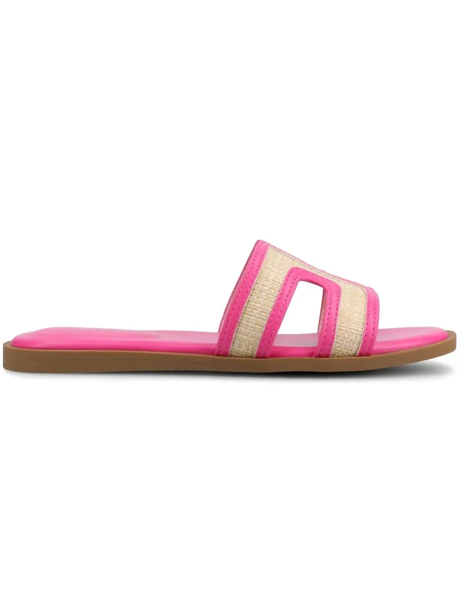 Женские сандалии-шлепанцы Primah H Band Slide Flat Journee Collection, Fuschia Raffia — изображение 2 из 5