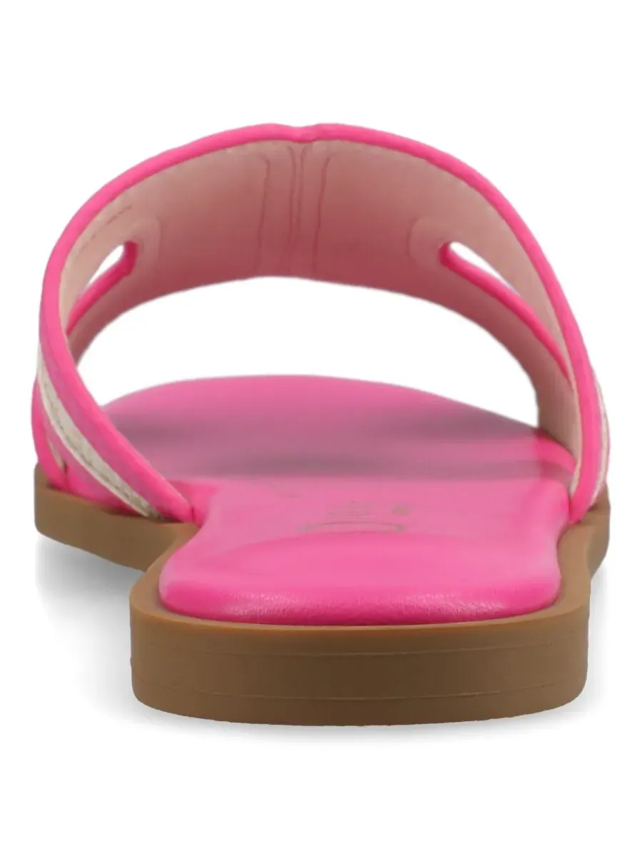 Женские сандалии-шлепанцы Primah H Band Slide Flat Journee Collection, Fuschia Raffia — изображение 3 из 5