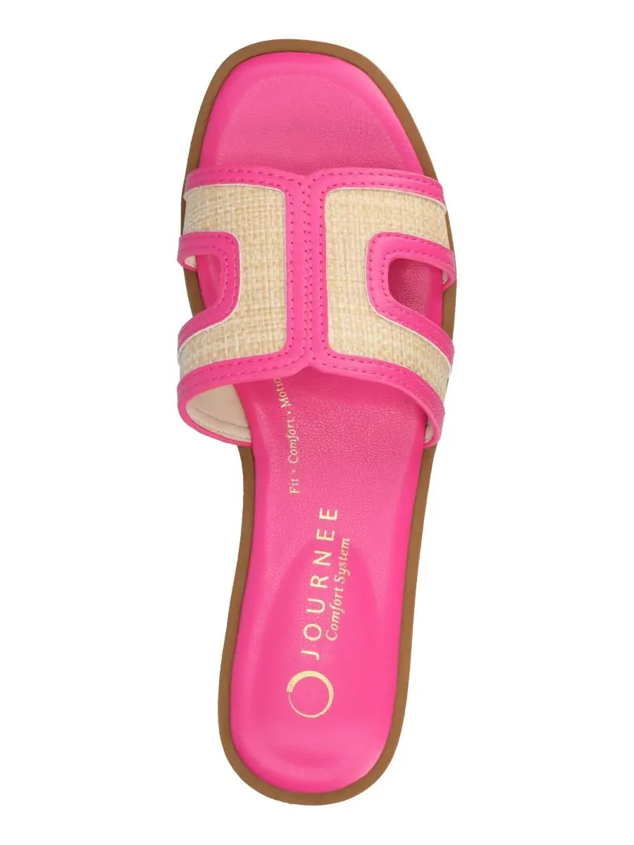 Женские сандалии-шлепанцы Primah H Band Slide Flat Journee Collection, Fuschia Raffia — изображение 4 из 5