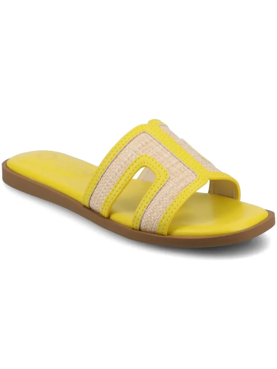 Женские сандалии-шлепанцы Primah H Band Slide Flat Journee Collection, Mango Raffia