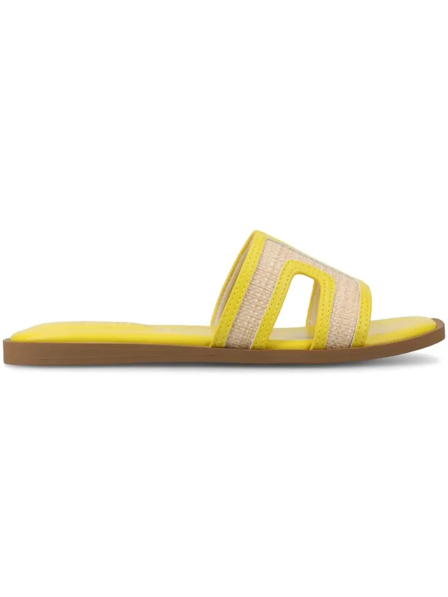 Женские сандалии-шлепанцы Primah H Band Slide Flat Journee Collection, Mango Raffia — изображение 2 из 4
