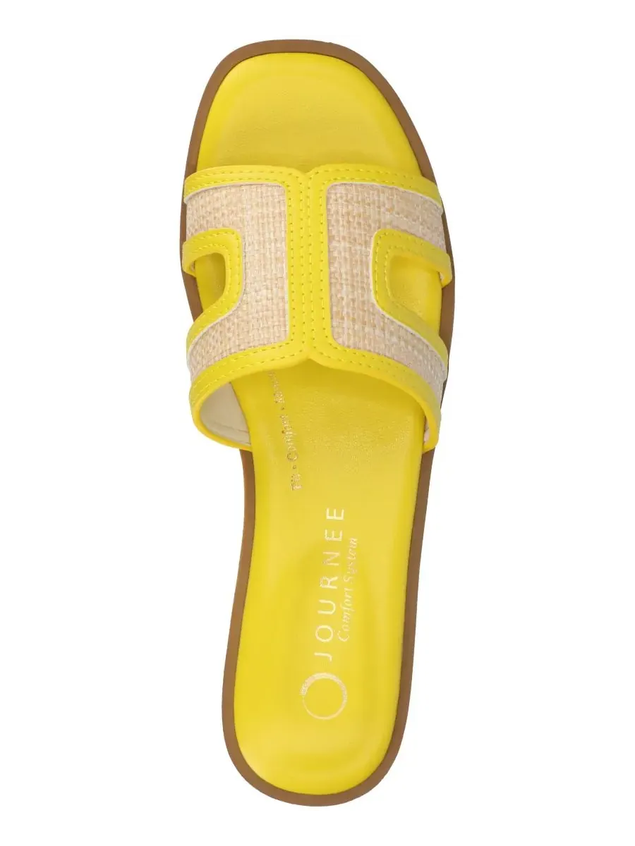 Женские сандалии-шлепанцы Primah H Band Slide Flat Journee Collection, Mango Raffia — изображение 4 из 4