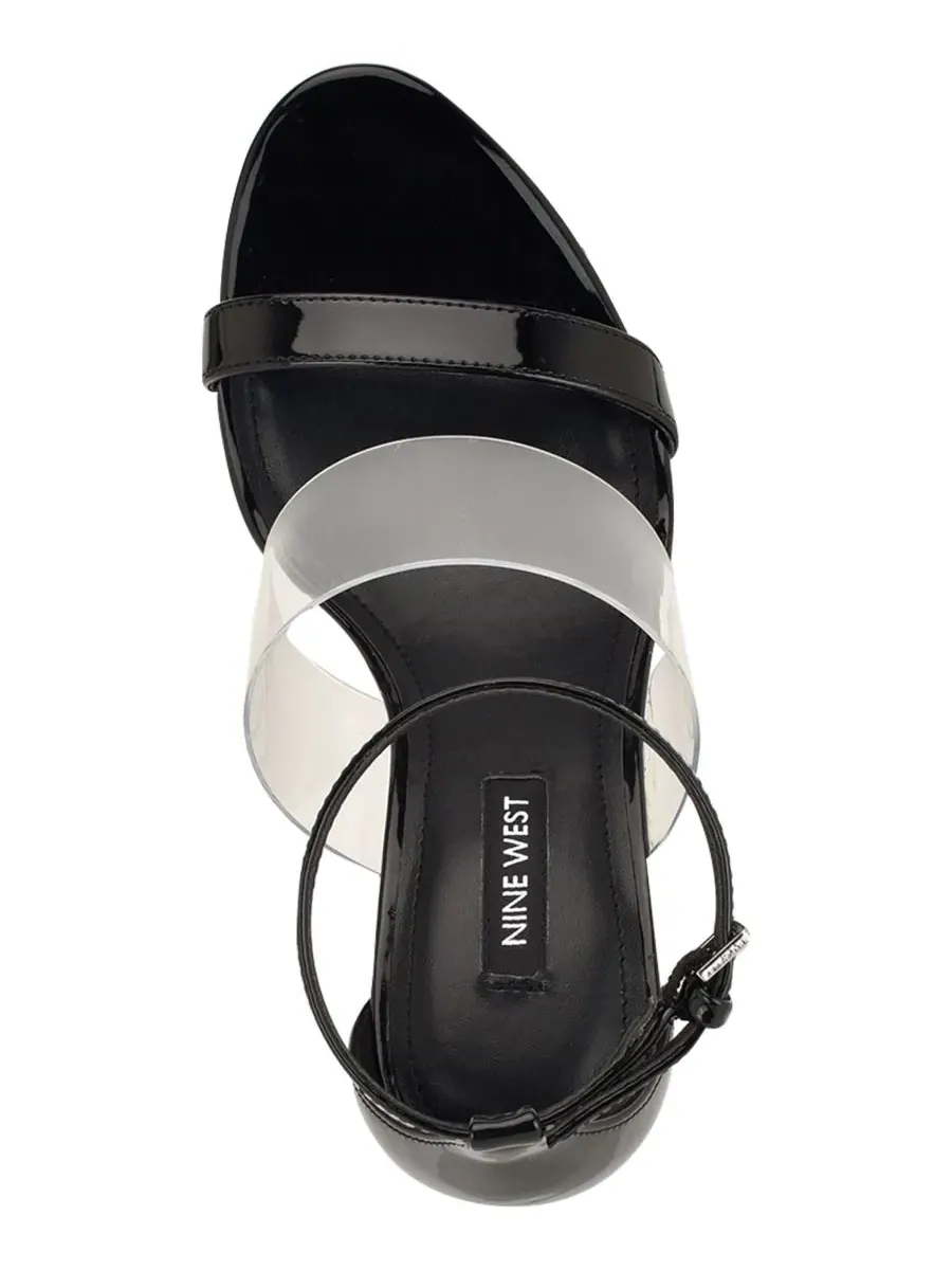 Женские сандалии-лодочки Vallie из винила с ремешками Nine West — изображение 4 из 5, прозрачный/черный