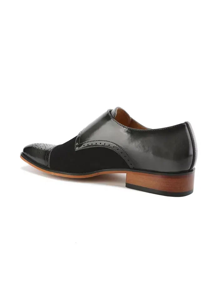 Мужские двухцветные лоферы с двойной пряжкой Double Monk Strap Gino Vitale — изображение 3 из 3, серый/черный