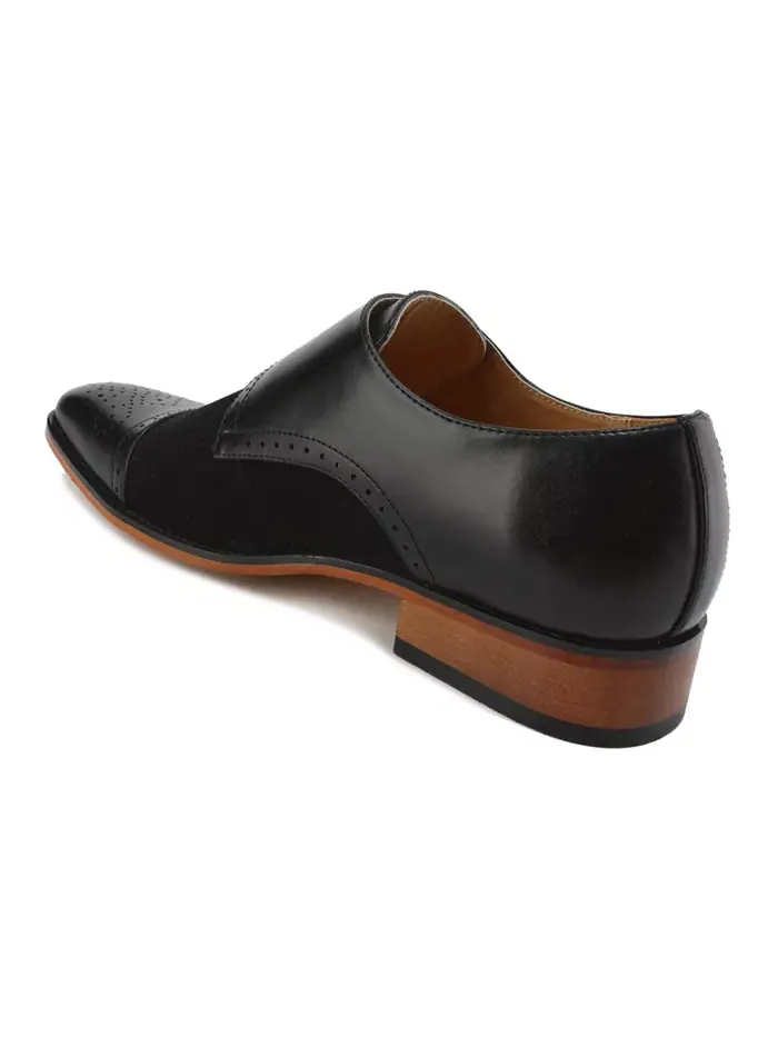 Мужские двухцветные лоферы с двойной пряжкой Double Monk Strap Gino Vitale — изображение 3 из 3, черный/черный