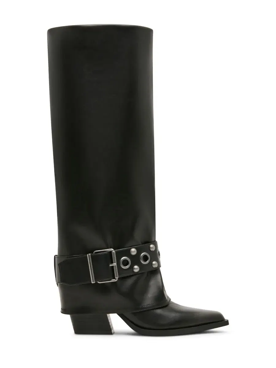 Женские ковбойские сапоги Rodeo Cuffed Studded Tall с тиснением Madden Girl — изображение 2 из 7, черный