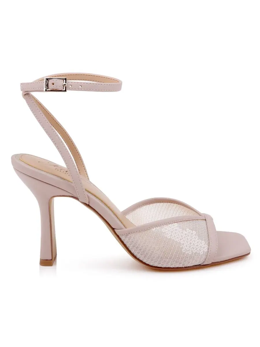Босоножки на каблуке с квадратным носком Zaha Jewel Badgley Mischka, Nude Matte — изображение 2 из 5, бежевый