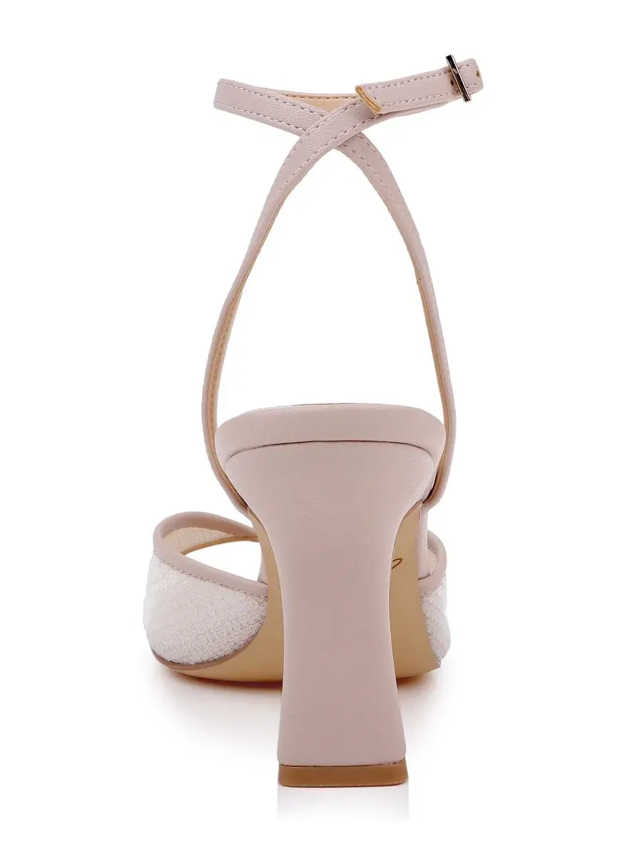 Босоножки на каблуке с квадратным носком Zaha Jewel Badgley Mischka, Nude Matte — изображение 3 из 5, бежевый
