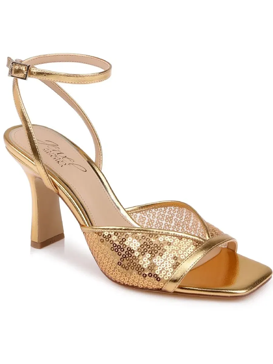 Туфли-сандалии с квадратным носком Zaha Jewel Badgley Mischka — изображение 1 из 5, золотистый