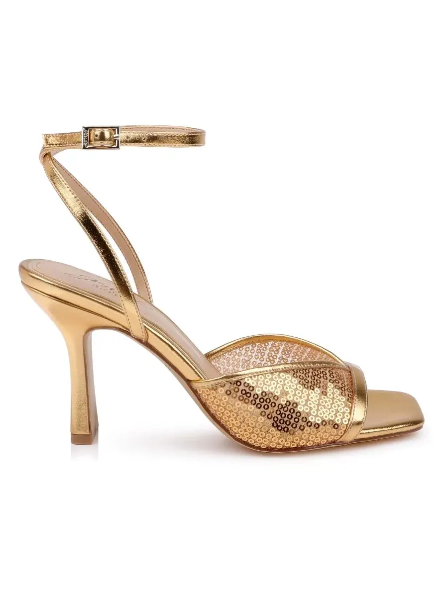 Туфли-сандалии с квадратным носком Zaha Jewel Badgley Mischka — изображение 2 из 5, золотистый