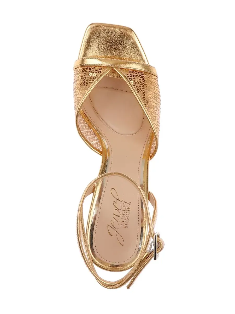 Туфли-сандалии с квадратным носком Zaha Jewel Badgley Mischka — изображение 4 из 5, золотистый