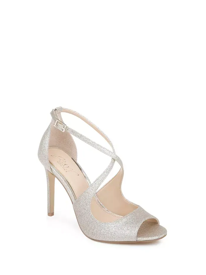 Женские вечерние босоножки Jonna Crisscross с открытым носком Jewel Badgley Mischka — изображение 1 из 4, светлый золотистый