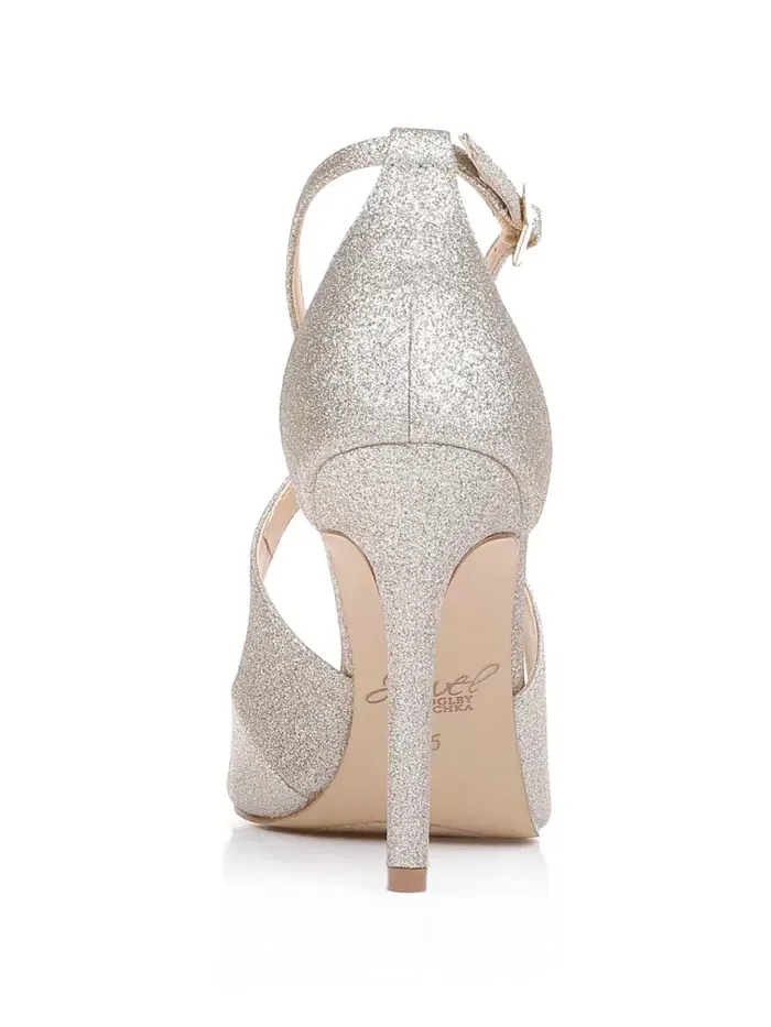 Женские вечерние босоножки Jonna Crisscross с открытым носком Jewel Badgley Mischka — изображение 3 из 4, светлый золотистый