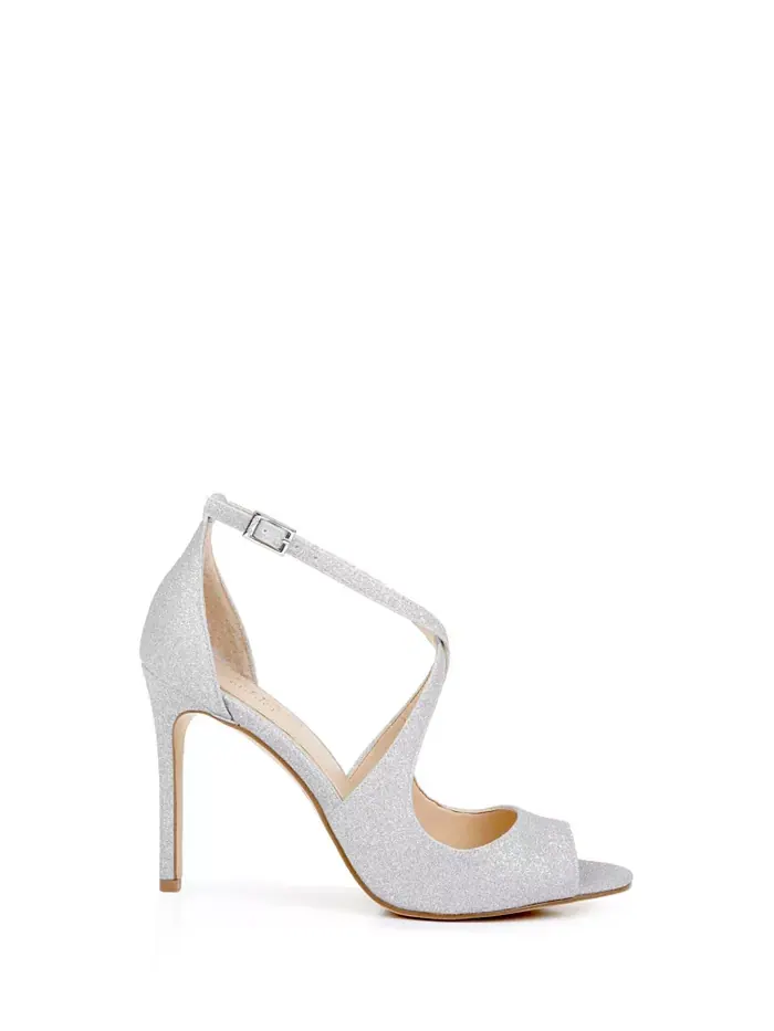 Женские вечерние босоножки Jonna Crisscross с открытым носком Jewel Badgley Mischka — изображение 2 из 4, серебристый