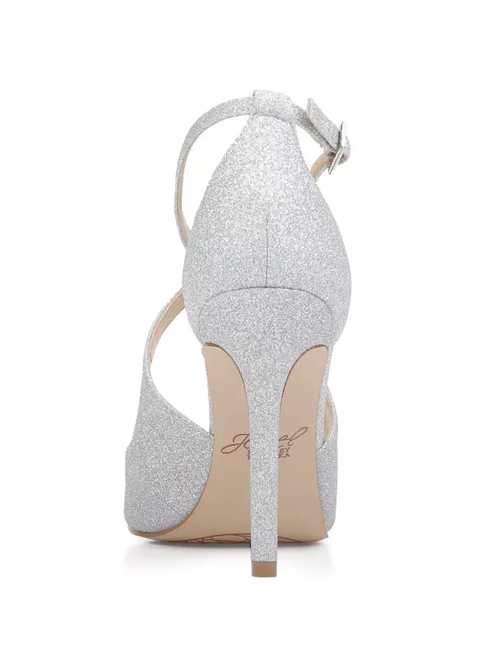 Женские вечерние босоножки Jonna Crisscross с открытым носком Jewel Badgley Mischka — изображение 3 из 4, серебристый
