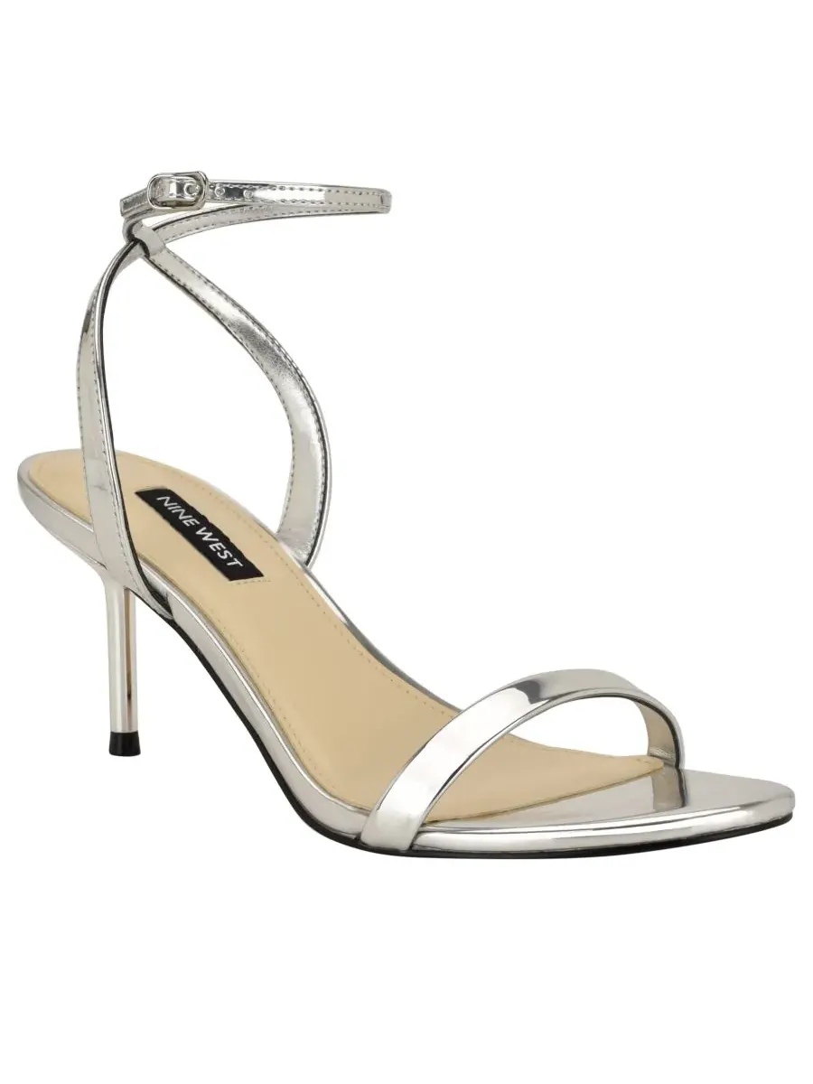 Женские босоножки на шпильке с ремешками в стиле «Вальс» Nine West, серебро mirror metallic — изображение 1 из 5