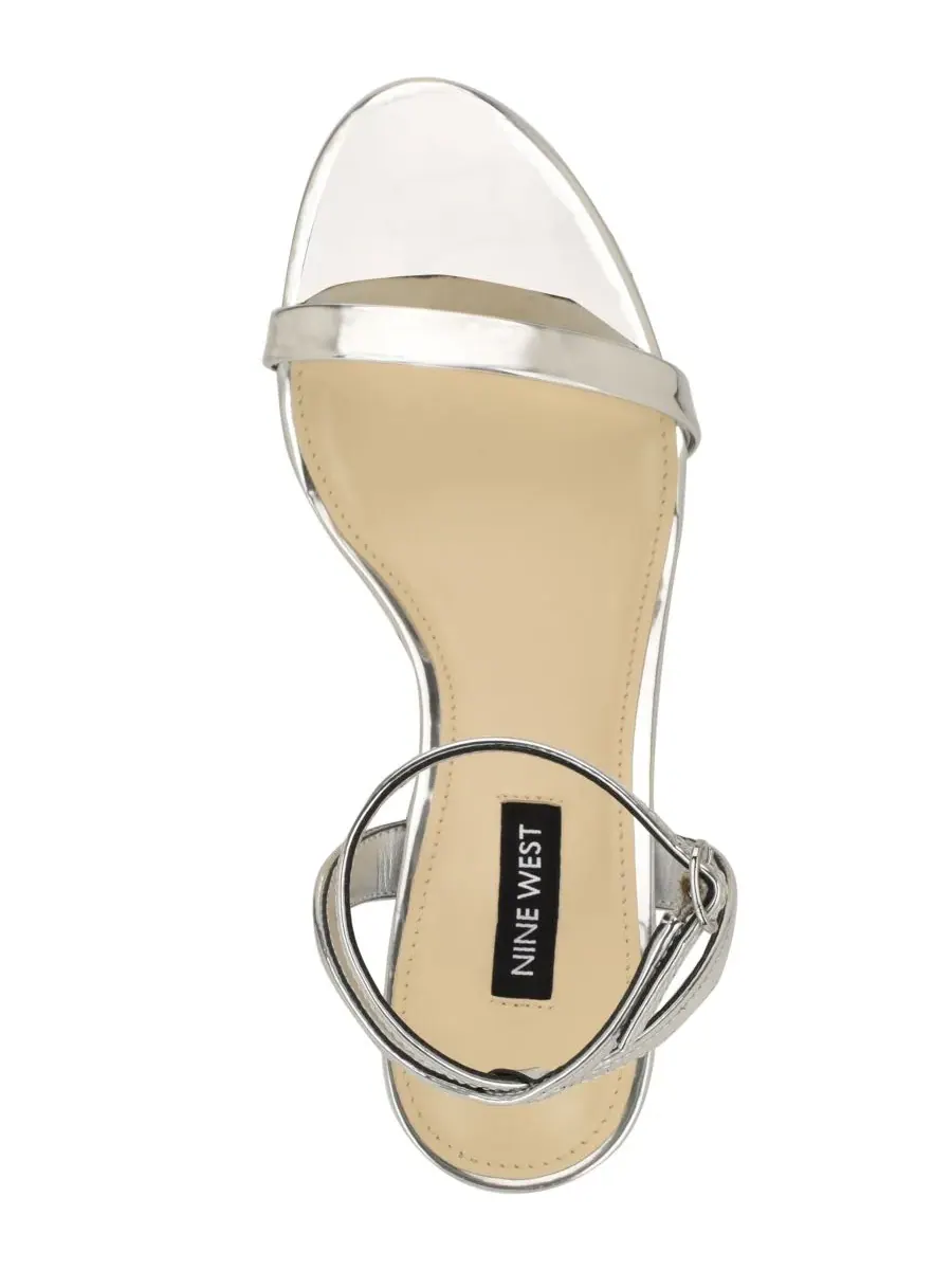 Женские босоножки на шпильке с ремешками в стиле «Вальс» Nine West, серебро mirror metallic — изображение 4 из 5