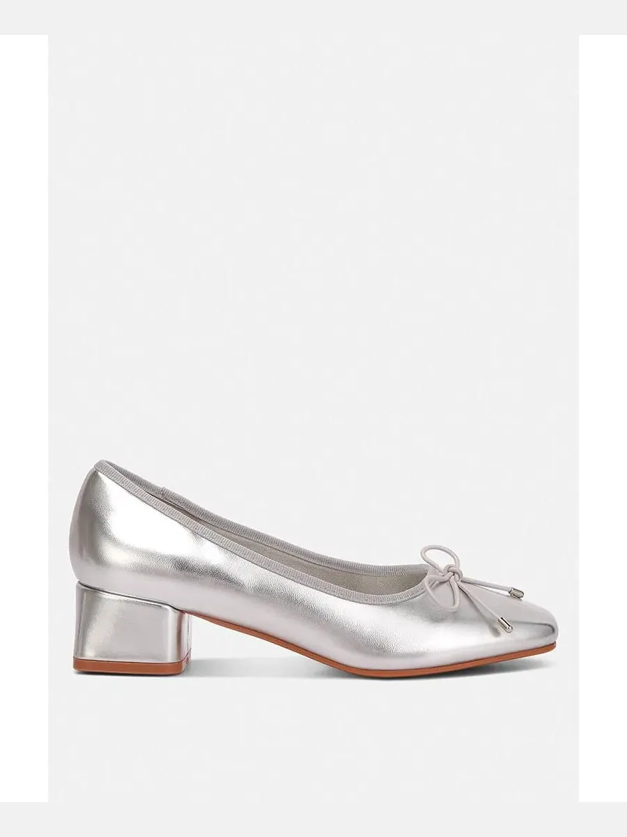 Балетки с блок-каблуком Laga Metallic London Rag — изображение 1 из 7, серебряный