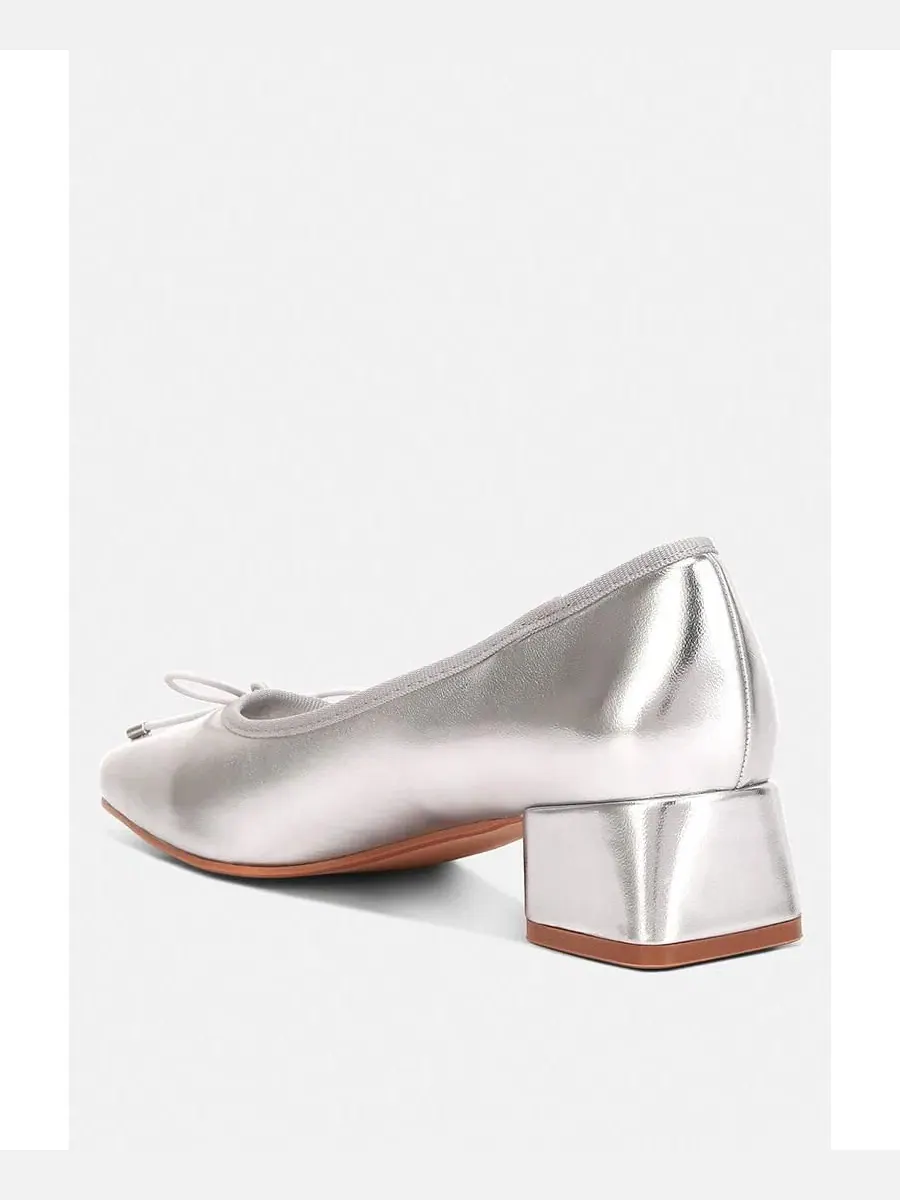 Балетки с блок-каблуком Laga Metallic London Rag — изображение 2 из 7, серебряный