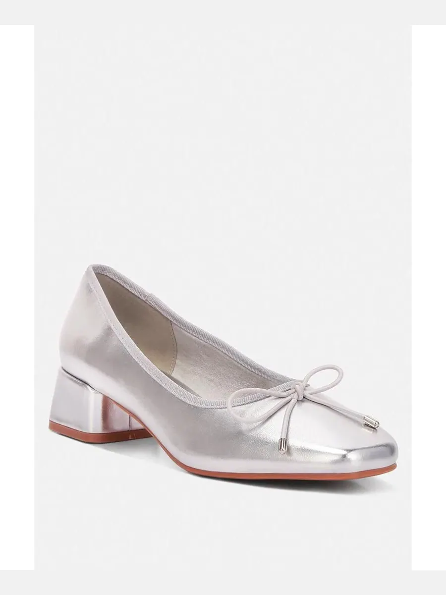 Балетки с блок-каблуком Laga Metallic London Rag — изображение 3 из 7, серебряный