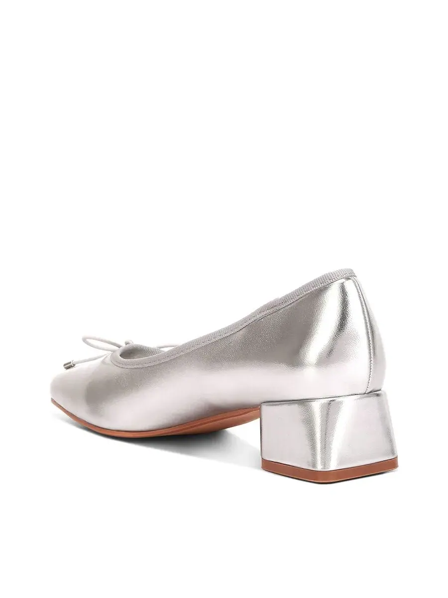 Балетки с блок-каблуком Laga Metallic London Rag — изображение 6 из 7, серебряный