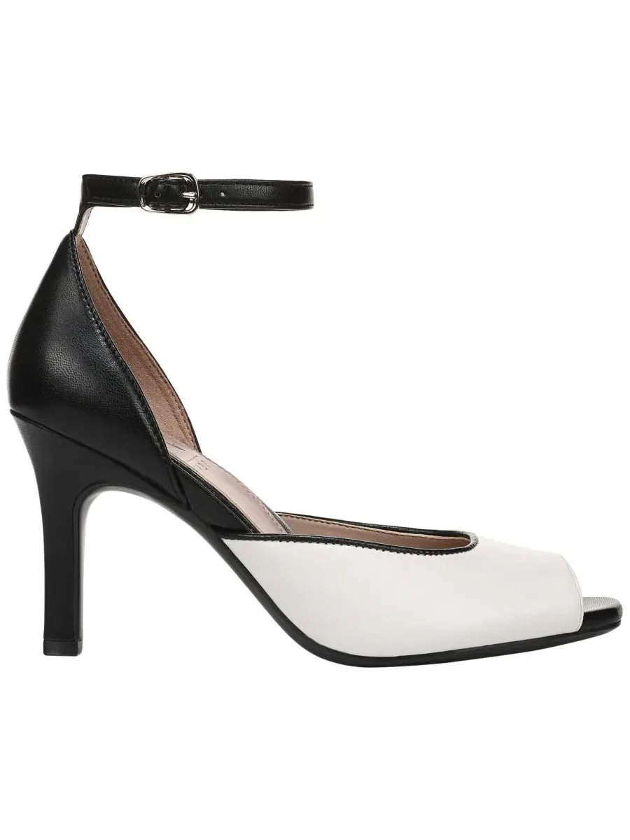 Босоножки на каблуке с открытым носком Asha Stiletto Strappy Naturalizer — изображение 2 из 5, черный/белый