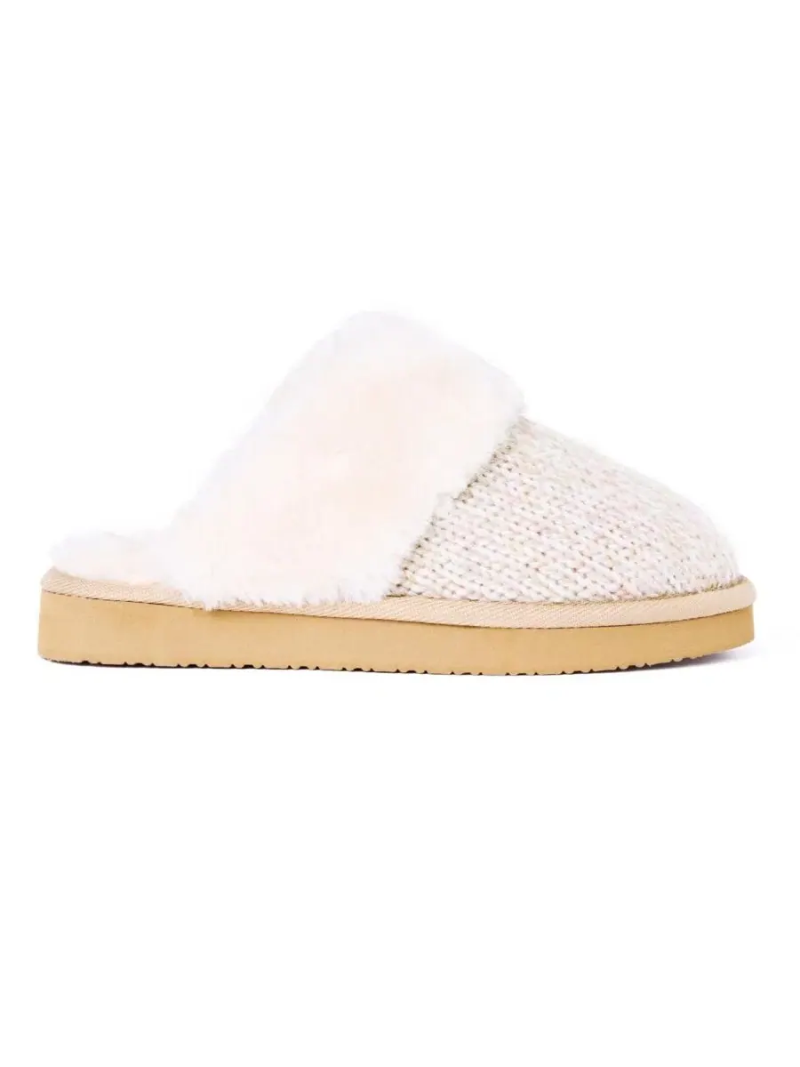 Женские тапочки-слайды Sparkle Knit Minnetonka — изображение 2 из 5, бежевый