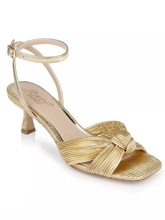 Женские босоножки на каблуке-китенке Jewel Badgley Mischka — изображение 1 из 5, золото