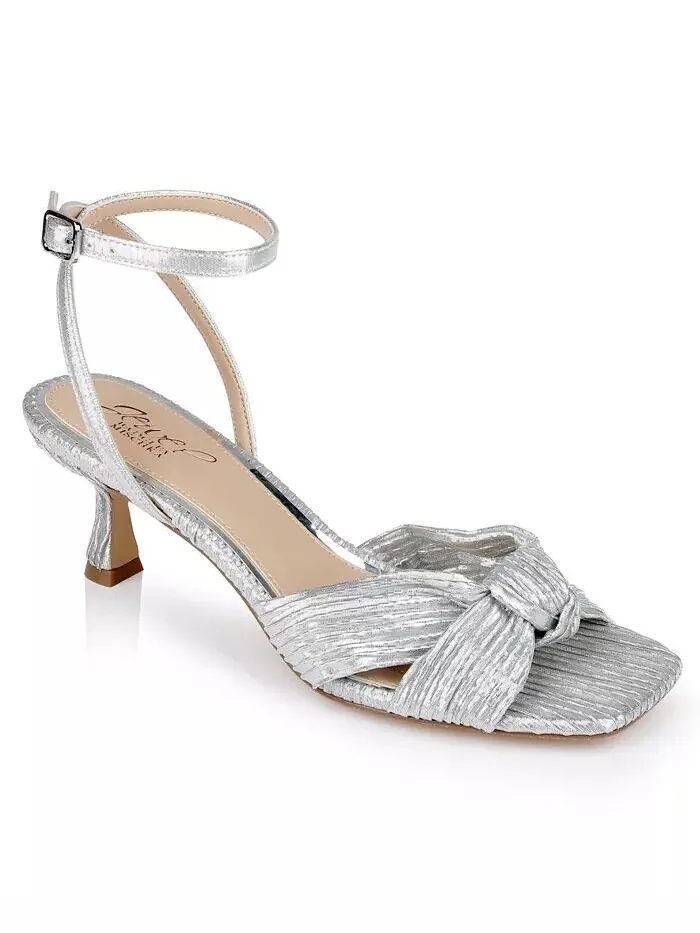 Женские босоножки на каблуке-китенке Jewel Badgley Mischka — изображение 1 из 9, серебряный
