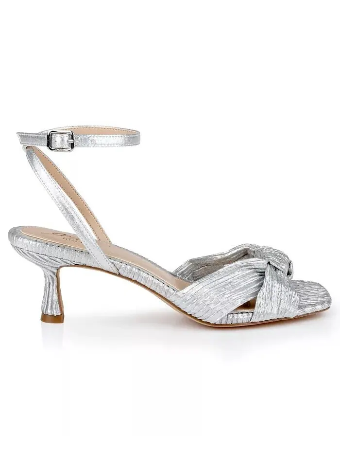 Женские босоножки на каблуке-китенке Jewel Badgley Mischka — изображение 2 из 9, серебряный