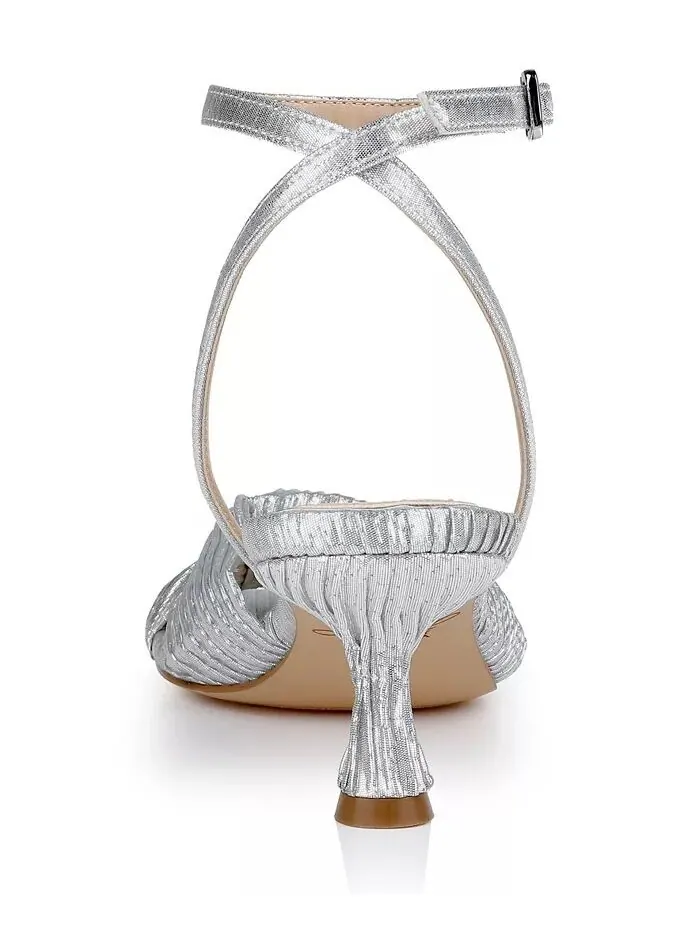 Женские босоножки на каблуке-китенке Jewel Badgley Mischka — изображение 3 из 9, серебряный