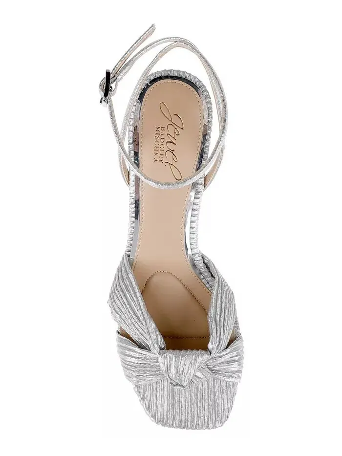Женские босоножки на каблуке-китенке Jewel Badgley Mischka — изображение 4 из 9, серебряный
