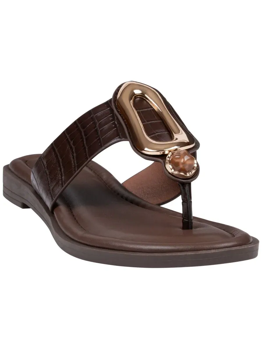 Женские сандалии на плоской подошве Evarie Hardware GC Shoes — изображение 1 из 5, коричневый