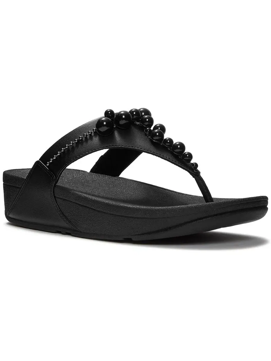 Женские босоножки-сланцы с бусинами Lulu Beaded Toe Post Slip-On FitFlop — изображение 1 из 5, черный