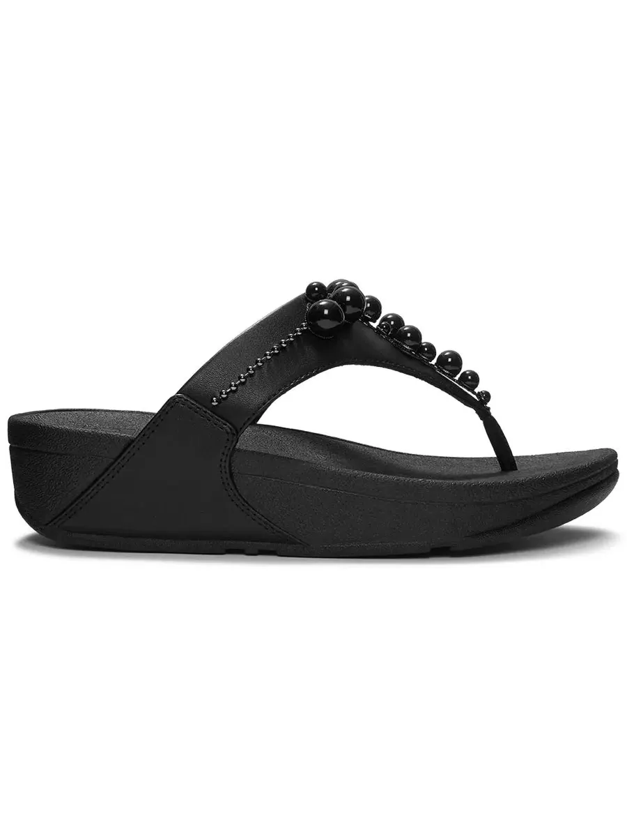 Женские босоножки-сланцы с бусинами Lulu Beaded Toe Post Slip-On FitFlop — изображение 2 из 5, черный