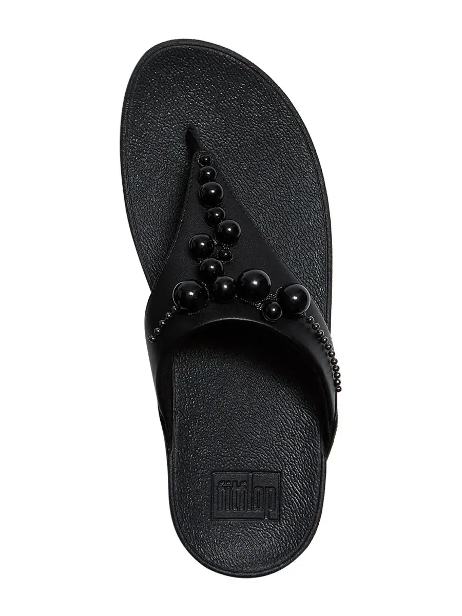 Женские босоножки-сланцы с бусинами Lulu Beaded Toe Post Slip-On FitFlop — изображение 4 из 5, черный