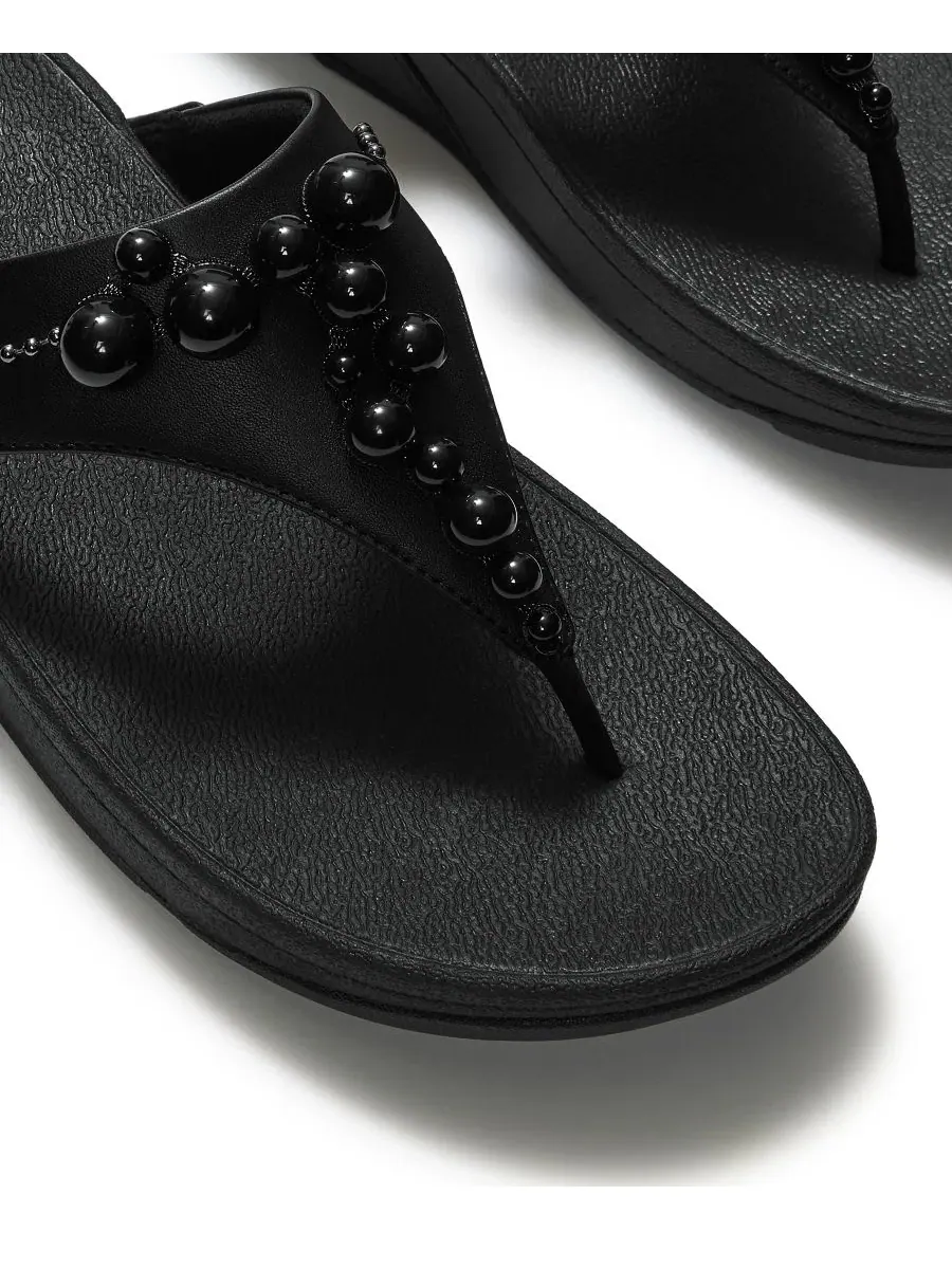 Женские босоножки-сланцы с бусинами Lulu Beaded Toe Post Slip-On FitFlop — изображение 5 из 5, черный