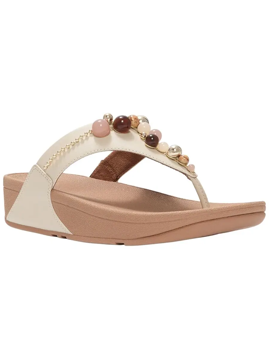 Сандалии-вьетнамки с бусинами Lulu Beaded Toe Post Slip-On FitFlop — изображение 1 из 6, серый