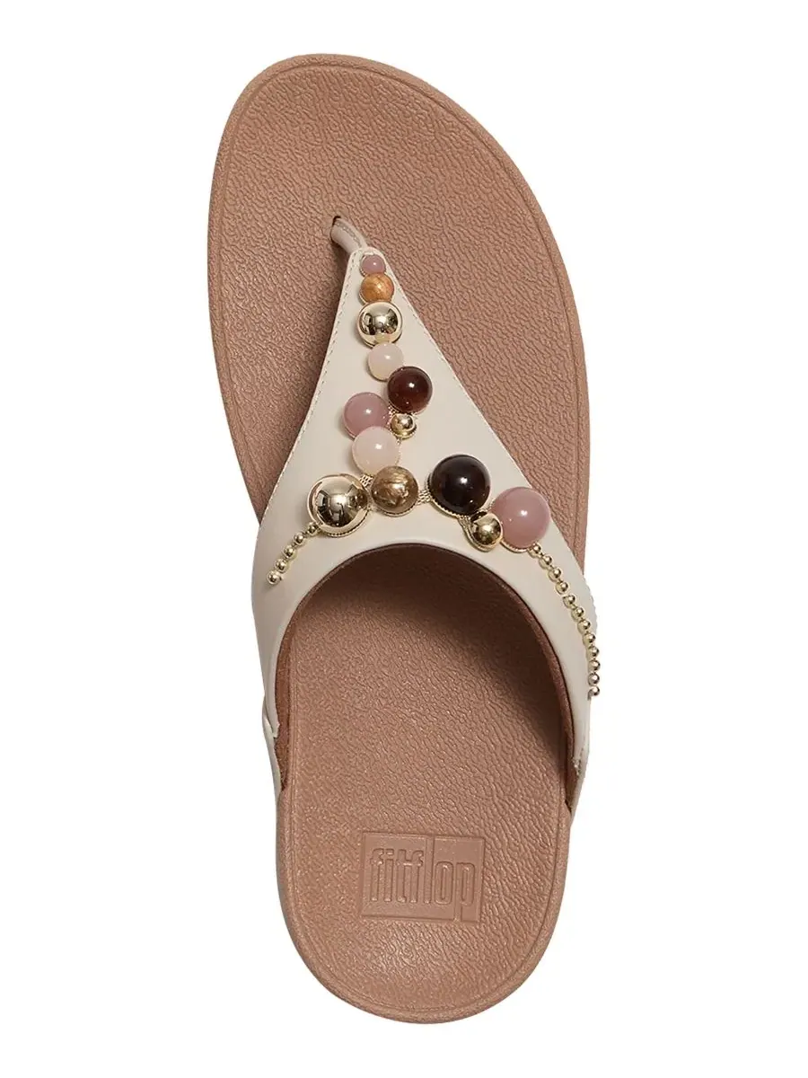 Сандалии-вьетнамки с бусинами Lulu Beaded Toe Post Slip-On FitFlop — изображение 3 из 6, серый