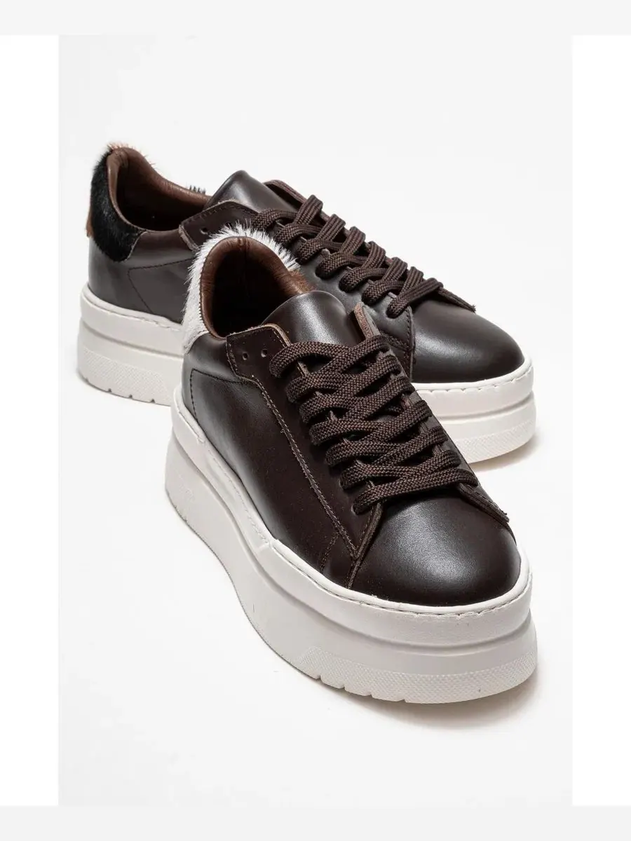 Женские кожаные кроссовки-слипоны Anabel Leather Platform Sneakers Forever & Always Shoes — изображение 4 из 6, коричневый
