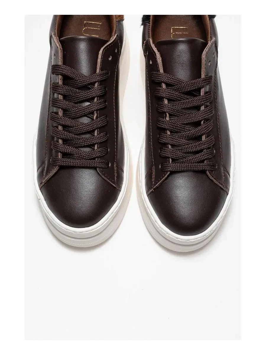 Женские кожаные кроссовки-слипоны Anabel Leather Platform Sneakers Forever & Always Shoes — изображение 5 из 6, коричневый