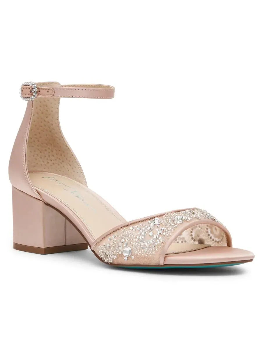 Босоножки на каблуке-блоке с кристаллами Eliat Betsey Johnson — изображение 1 из 5, нудовый