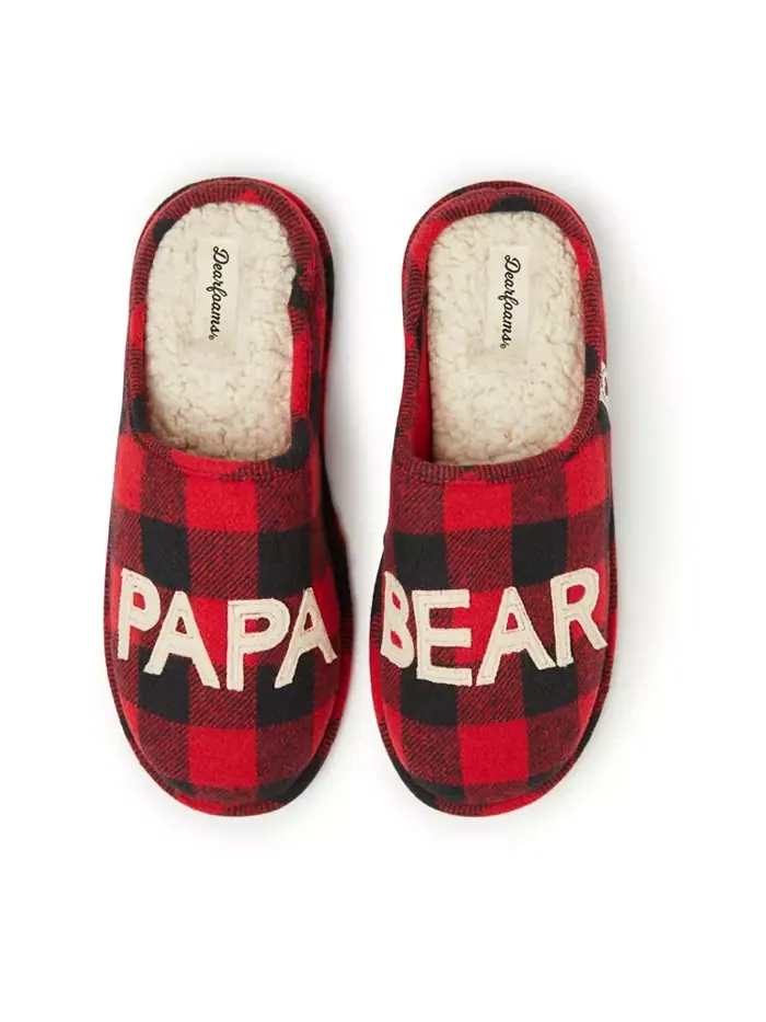 Мужские домашние тапочки-клоги Papa Bear в клетку Buffalo Dearfoams — изображение 1 из 5, красный