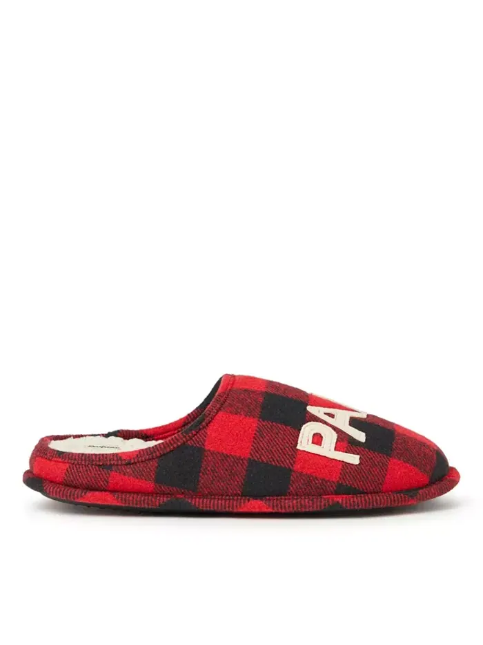 Мужские домашние тапочки-клоги Papa Bear в клетку Buffalo Dearfoams — изображение 4 из 5, красный