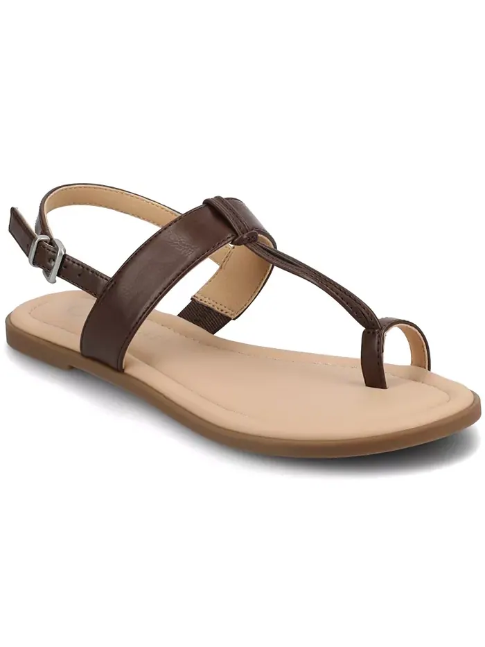 Женские плоские сандалии Gerra T Strap с кольцом на пальце Journee Collection — изображение 1 из 5, коричневый