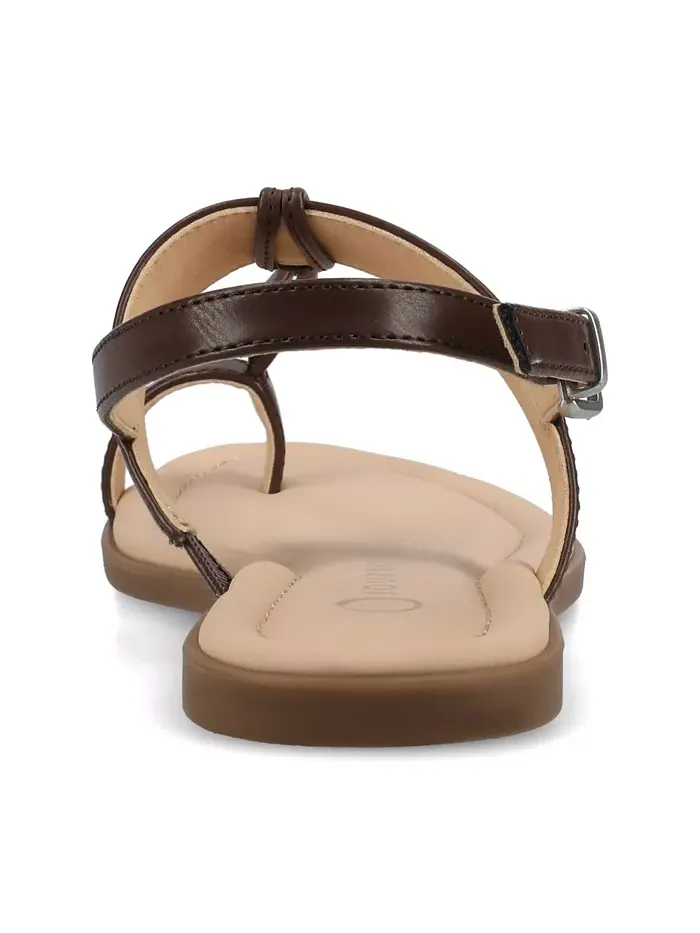 Женские плоские сандалии Gerra T Strap с кольцом на пальце Journee Collection — изображение 3 из 5, коричневый